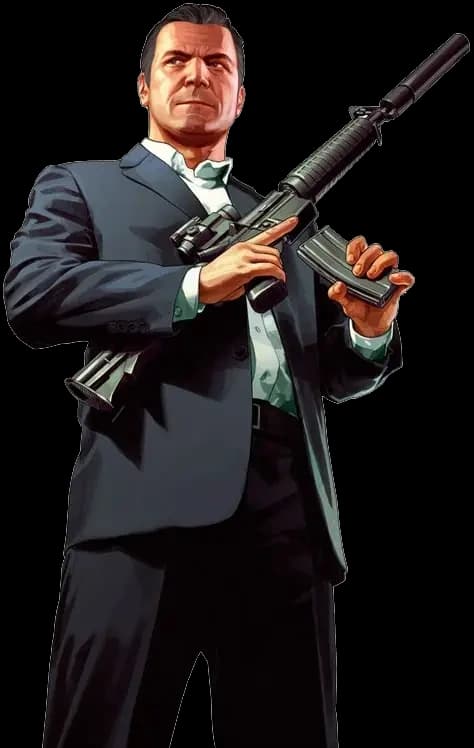 Personnage armé d'un fusil d'assaut